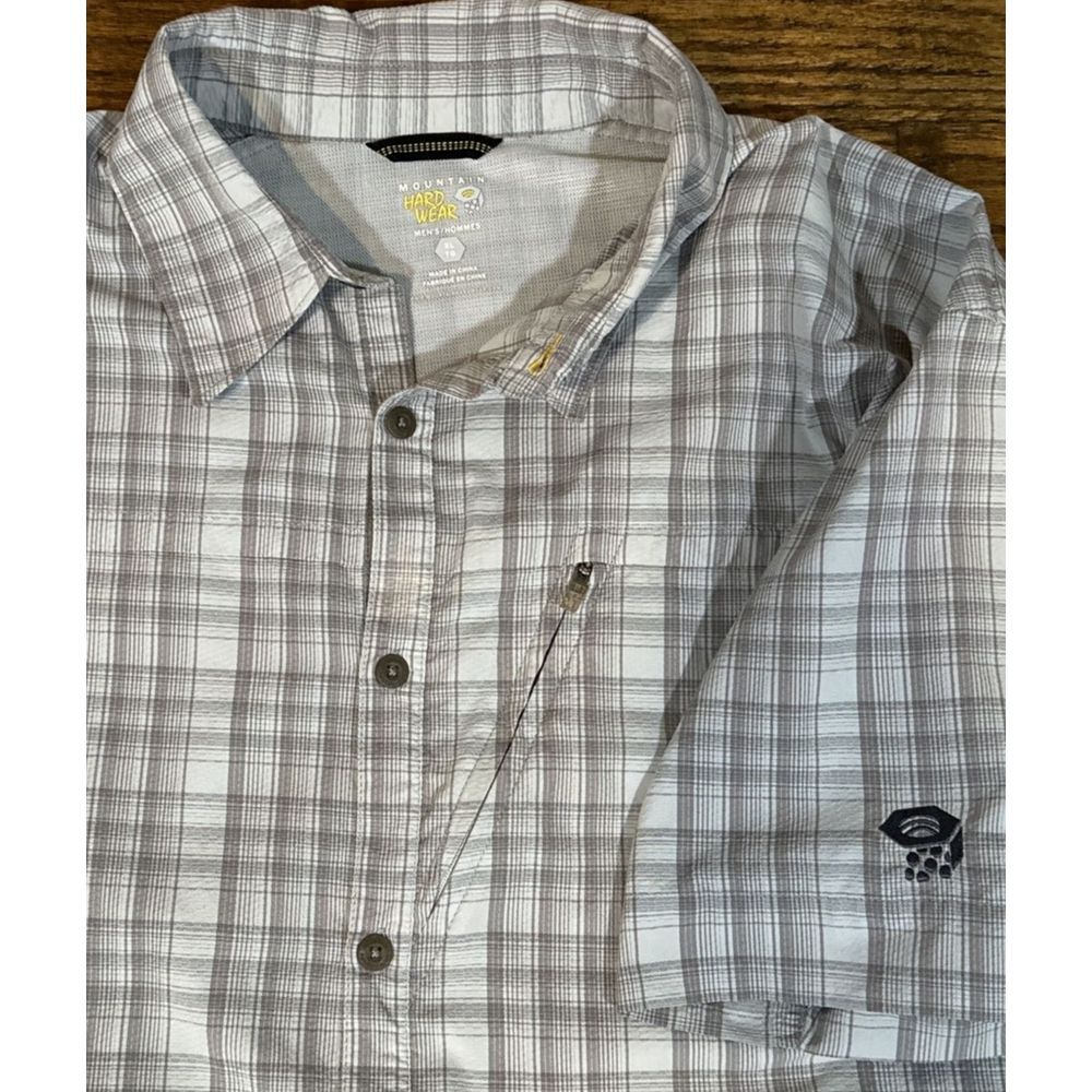Mountain Hardwear Button Down Shirt Mens XL TG Vent Short Sleeve Logo zip pocket